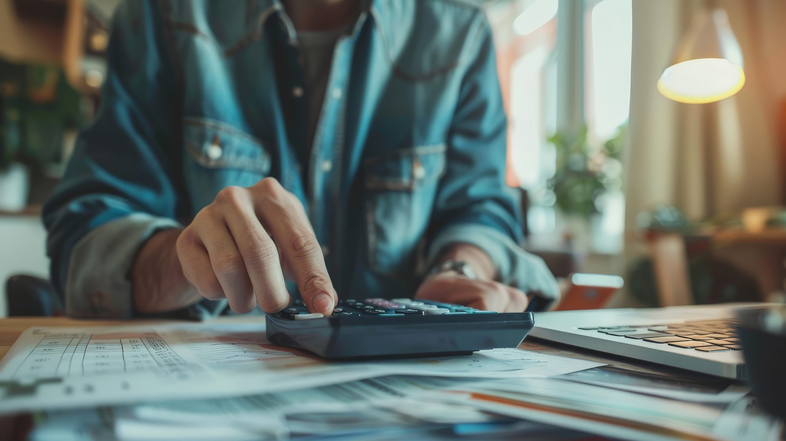 Calculadora e contrato sobre a mesa ilustrando quanto custa um endereço fiscal